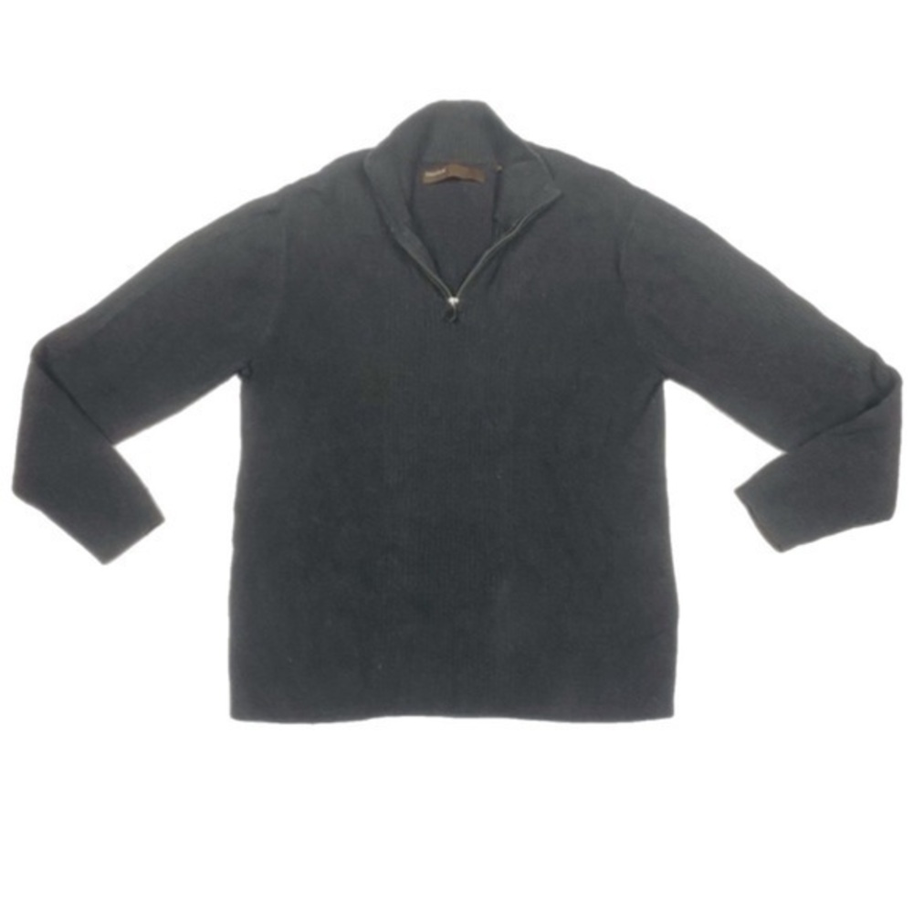 Perry Ellis Men’s Casual Cotton 1/4 Zip Charcoal Sweater, Size XLarge